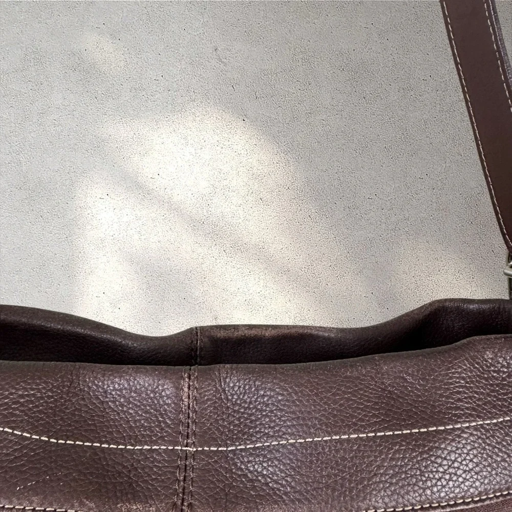 Coach F15064 Brown Pebbled Leather Slouchy Hobo Shoulder Crossbody Bag